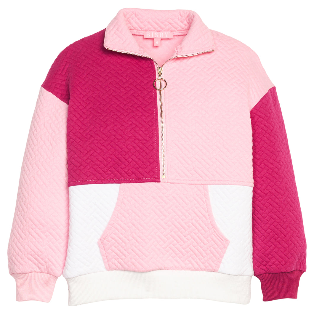Color Block Pullover- Pink and Cranberry
