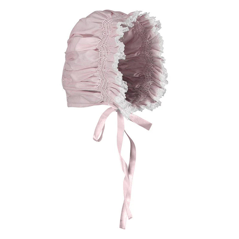 Smocked Lace Bonnet-Pink