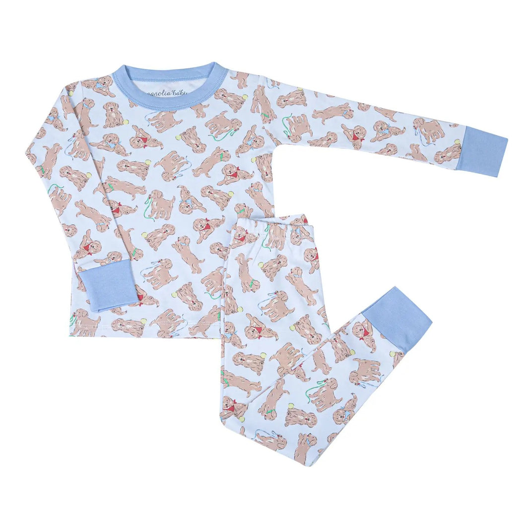 Golden Puppy Pajamas- Blue