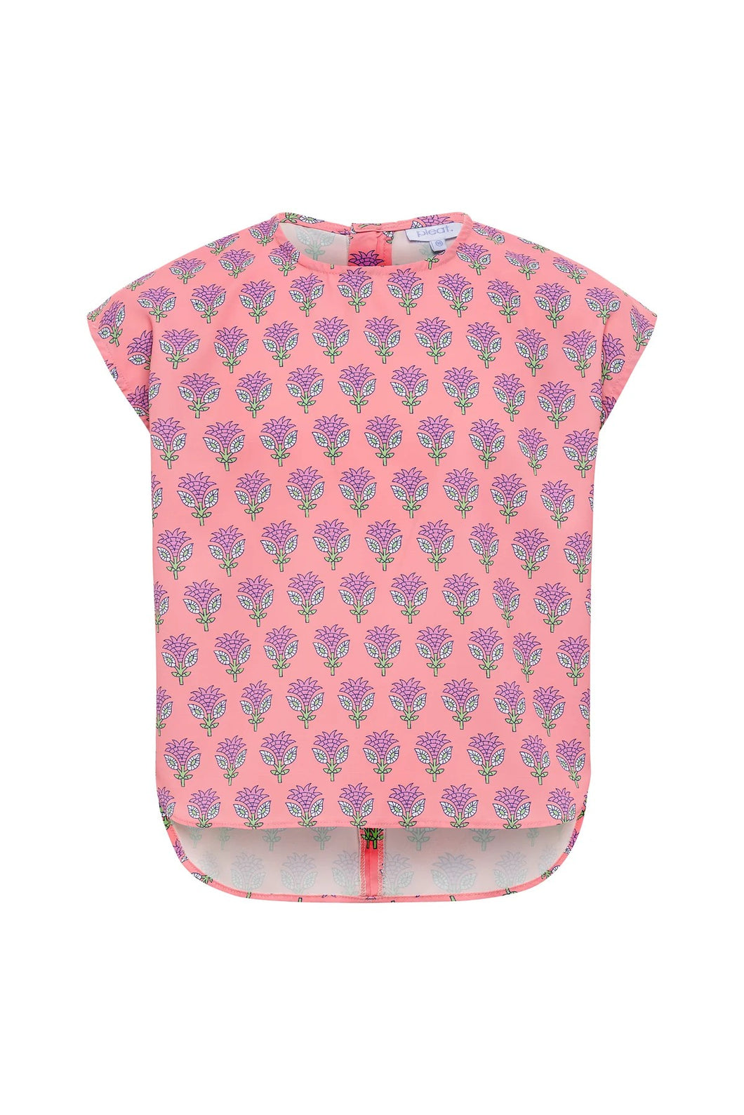 Mae Top Coral Block Print