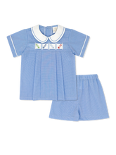 Load image into Gallery viewer, Noah Ribbon Short Set- River Royal Minigingham
