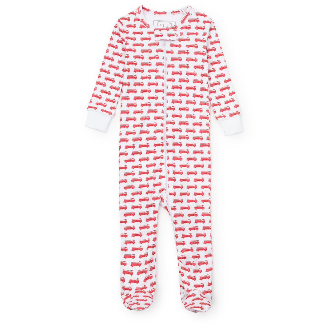 Parker Zipper Pajama- Firetrucks