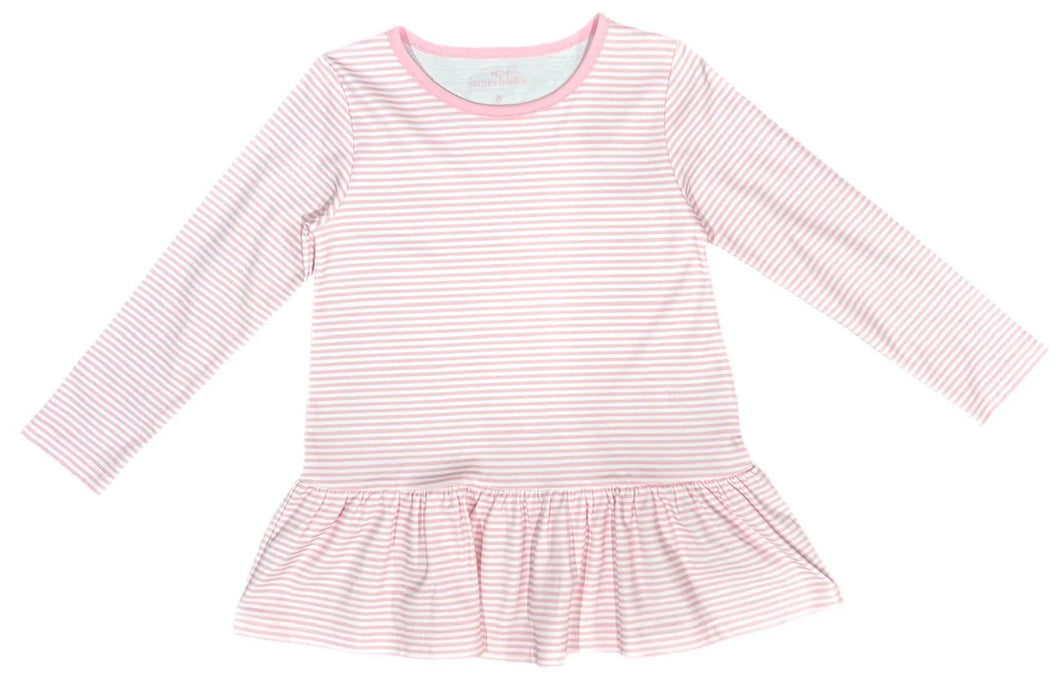 Peggy Peplum Pink Stripe Top