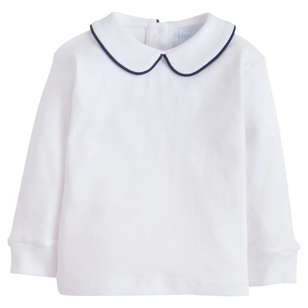 Piped Peter Pan Shirt- Navy
