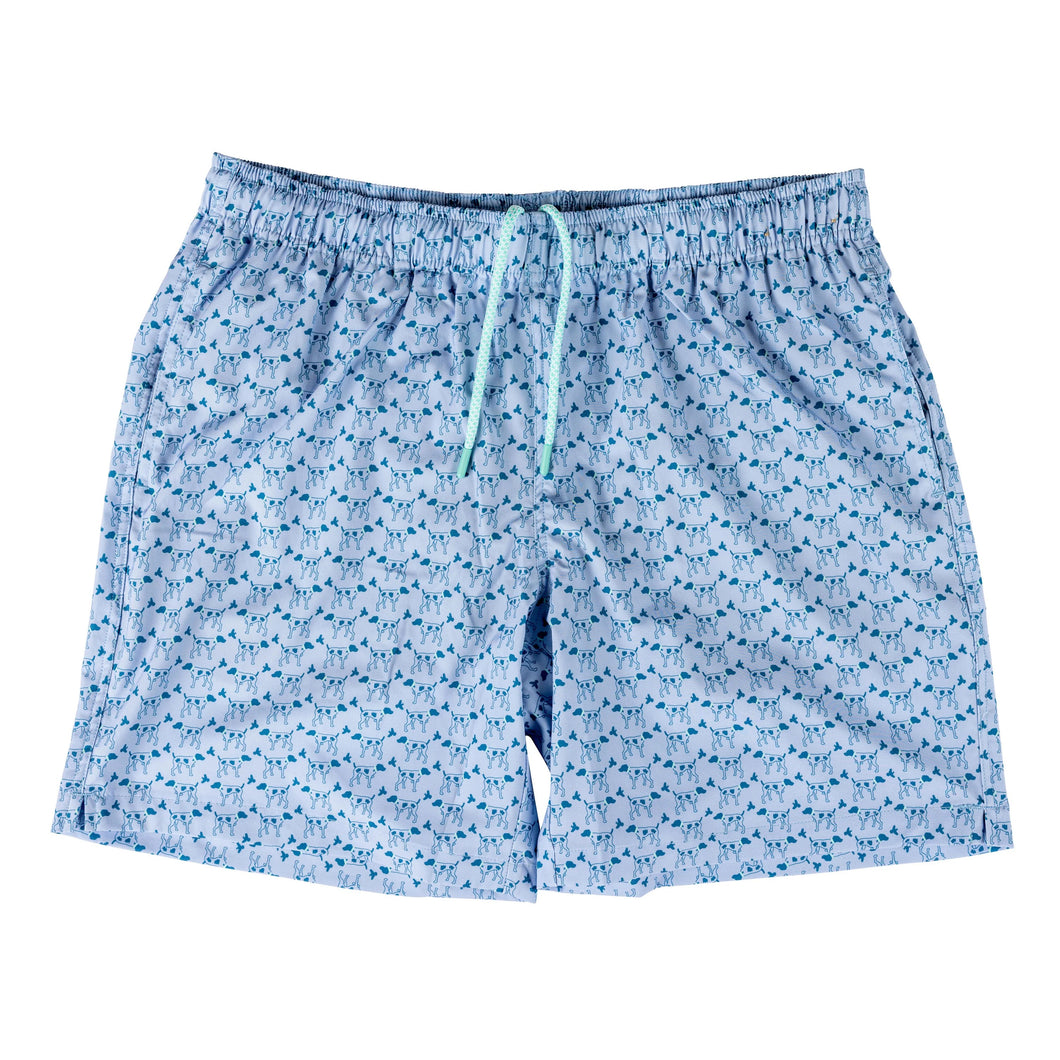 Swim Trunk- Greyton Pattern Light Blue