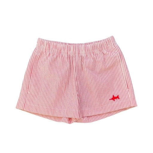 Napels Seersucker Short- Red Stripe