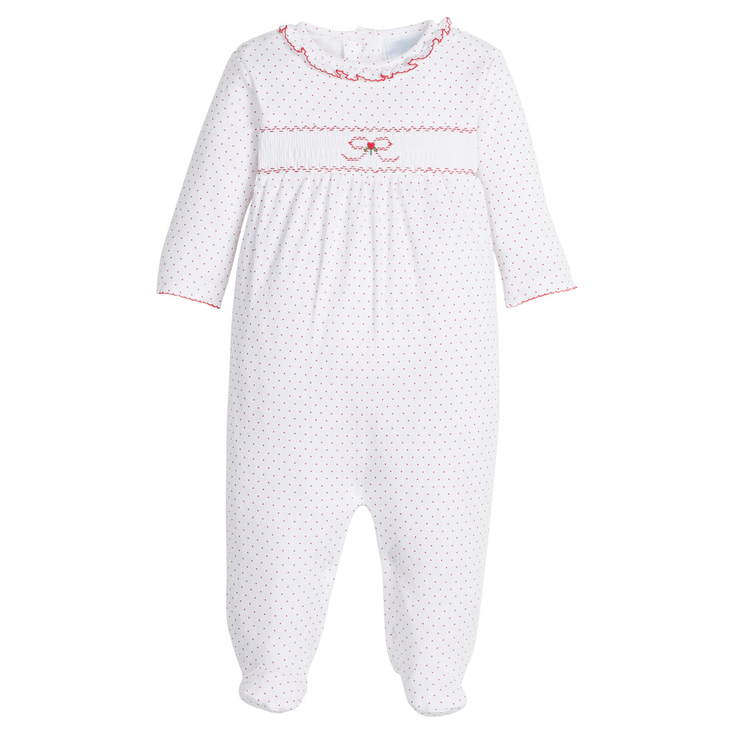 Smocked Footie- Red Bow
