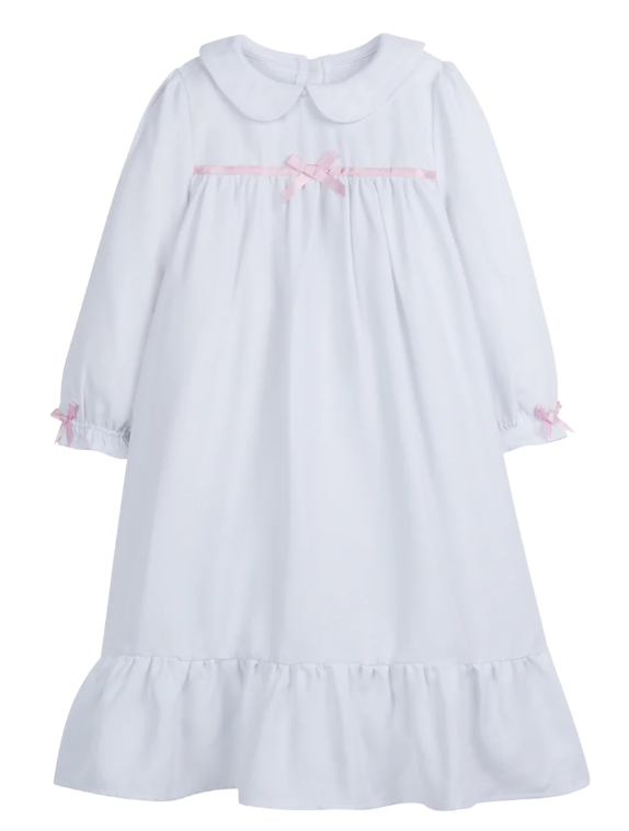Classic Nightgown - White with Light Pink