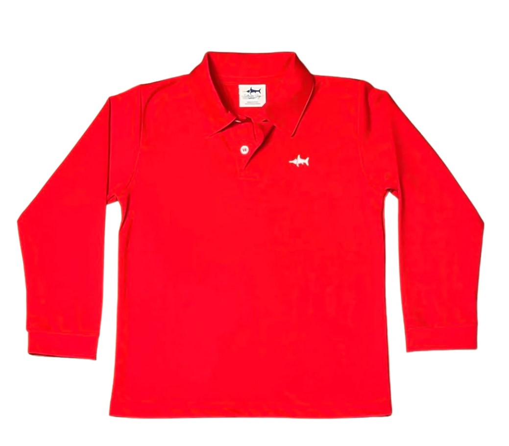 Long Sleeve Pima Polo - Red