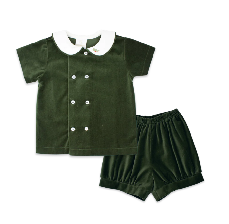 Arlington Banded Short Set - Green Velvet