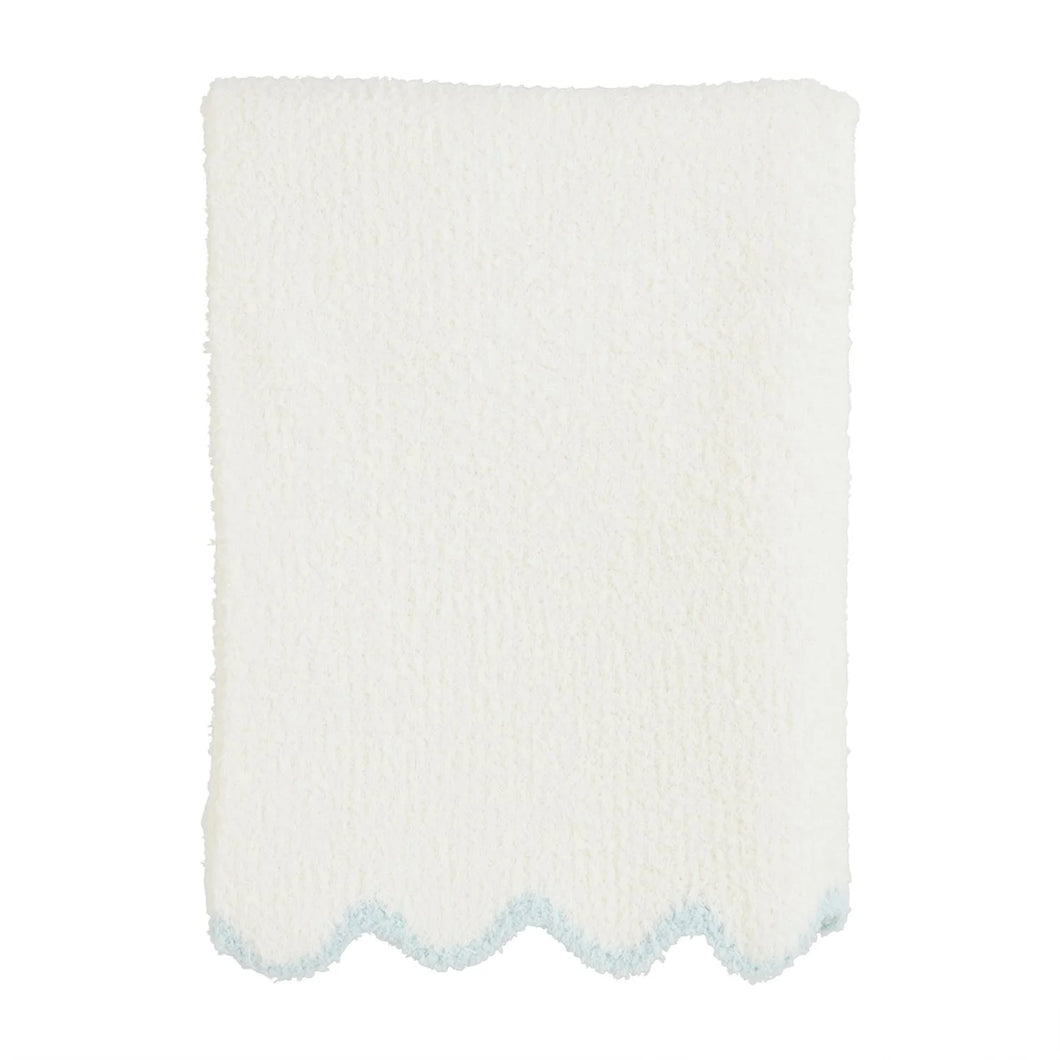 Blue Scallop Chenille Blanket