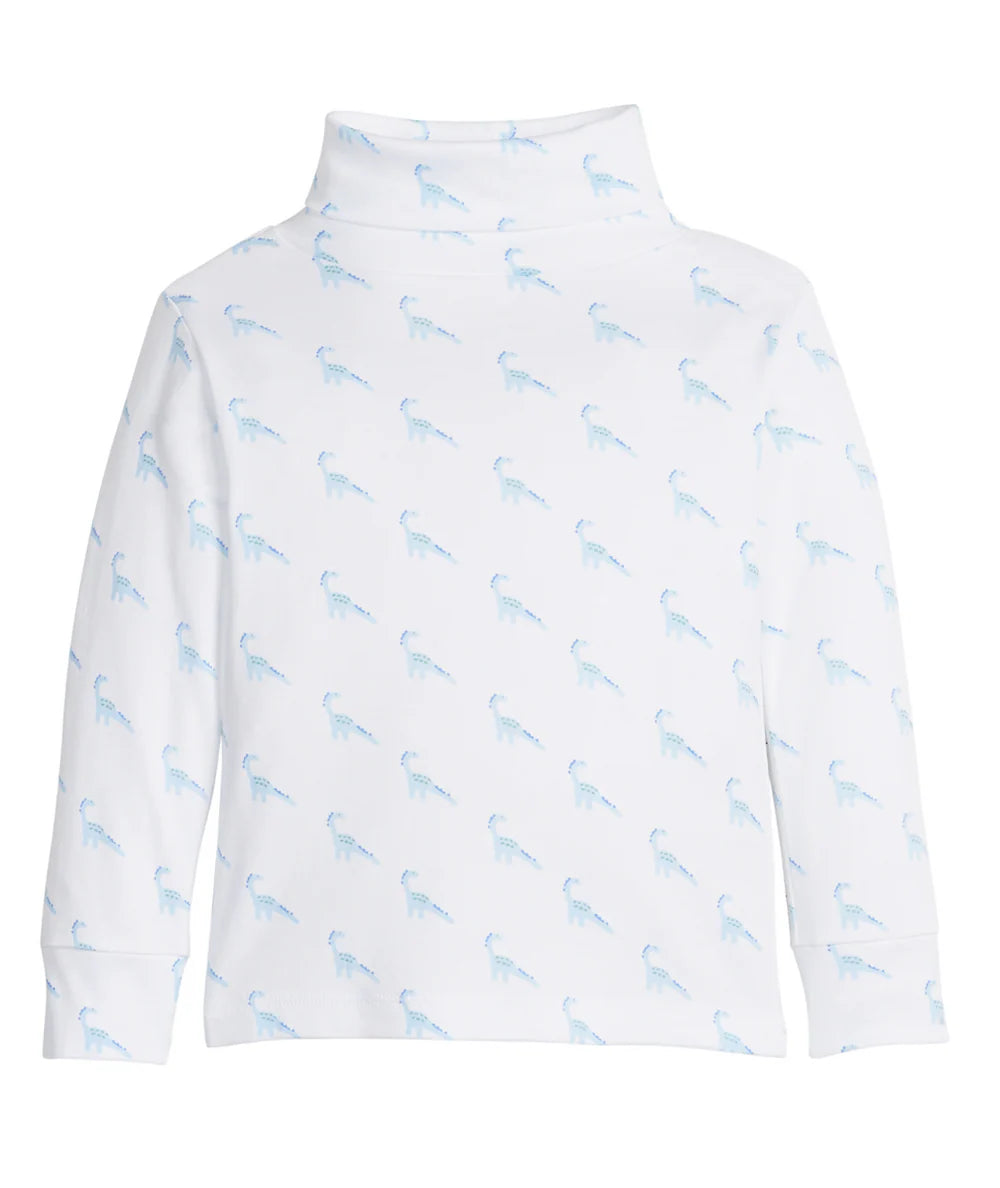 Printed Turtleneck- Blue Dinosaur