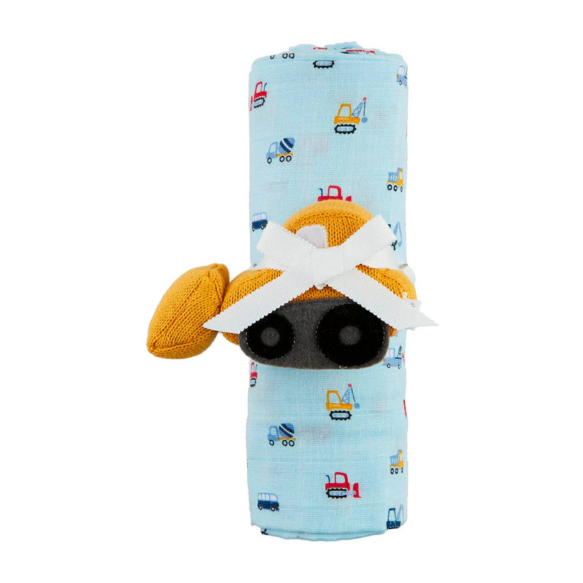 Swaddle and Rattle Gift Set- Construction