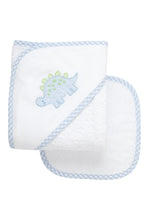 Load image into Gallery viewer, Dino Hooded Towel &amp; Washcloth Set
