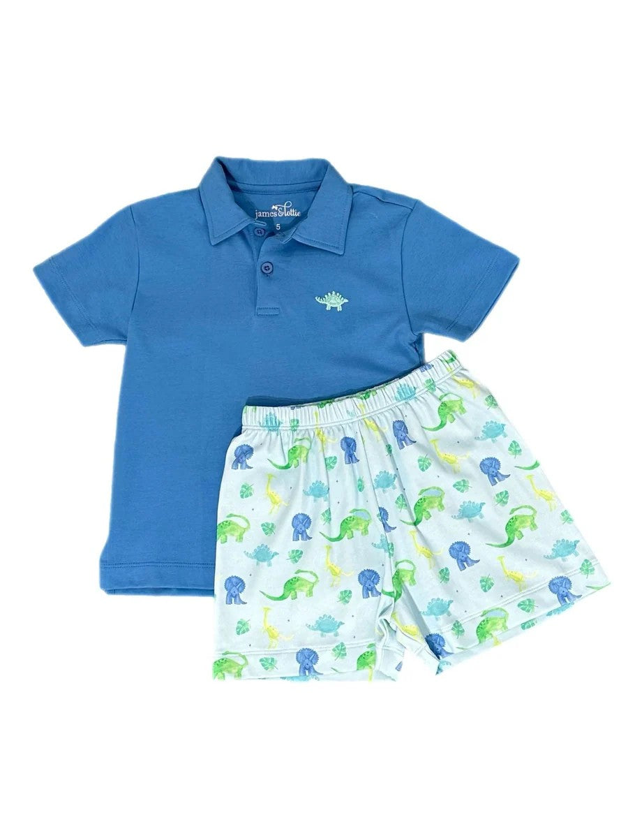 Blue Polo w/ Dinosaur