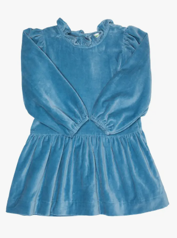 Blue Velvet Drop Waist Dress