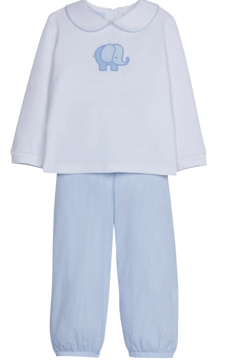 Applique Peter Pan Pant Set - Boy Elephant