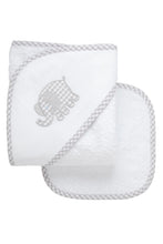 Load image into Gallery viewer, Elephant Hooded Towel &amp; Washcloth Set
