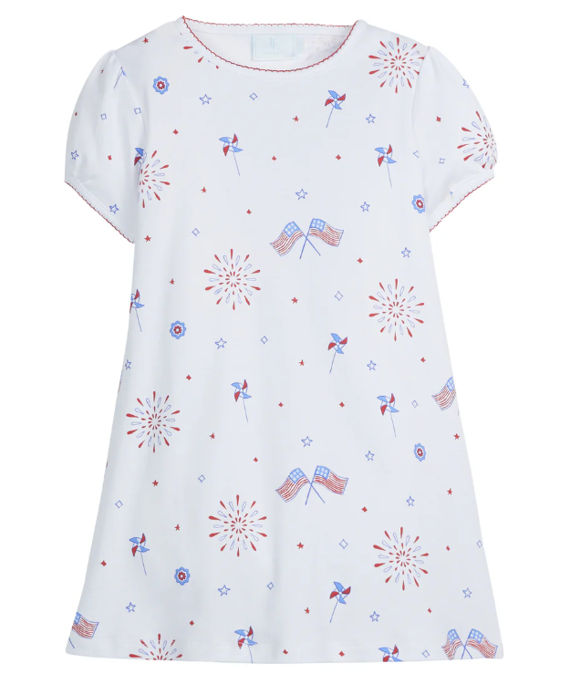 Printed T-Shirt Dress - Patriotic Flags