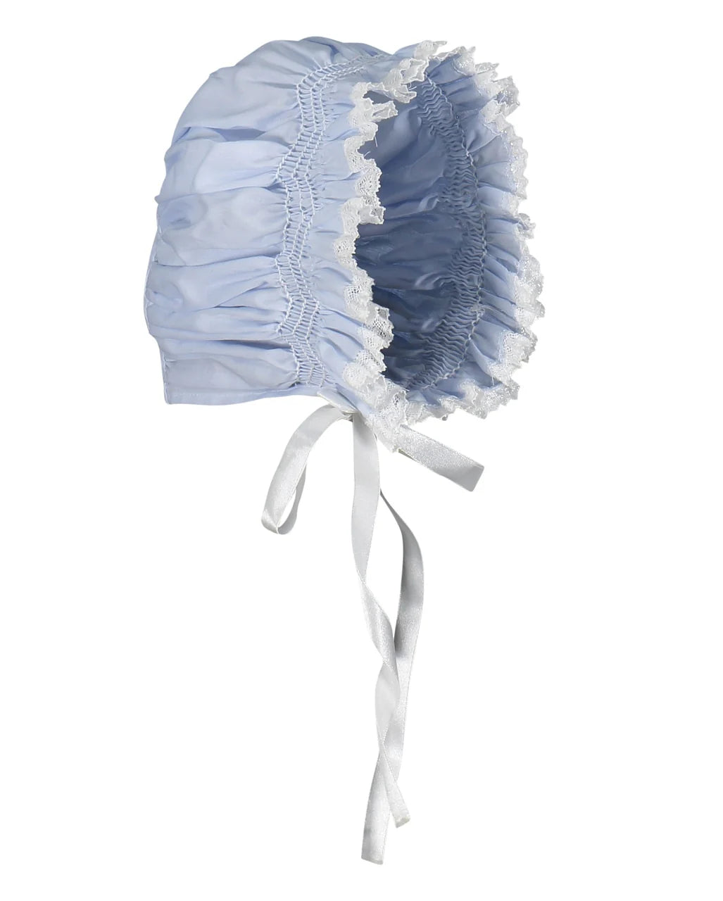 Smocked Lace Bonnet- Blue