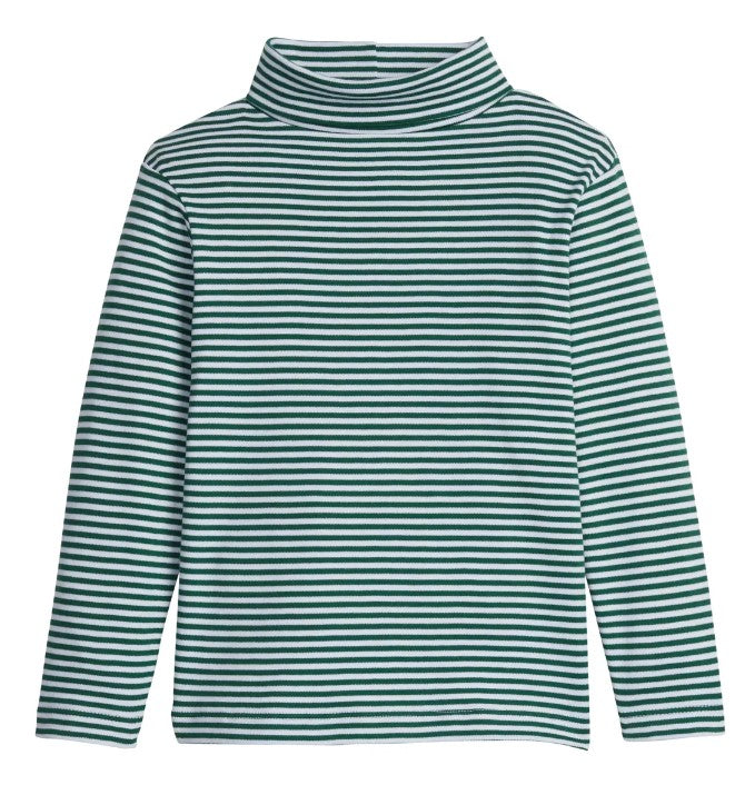 Striped Turtleneck - Hunter Green