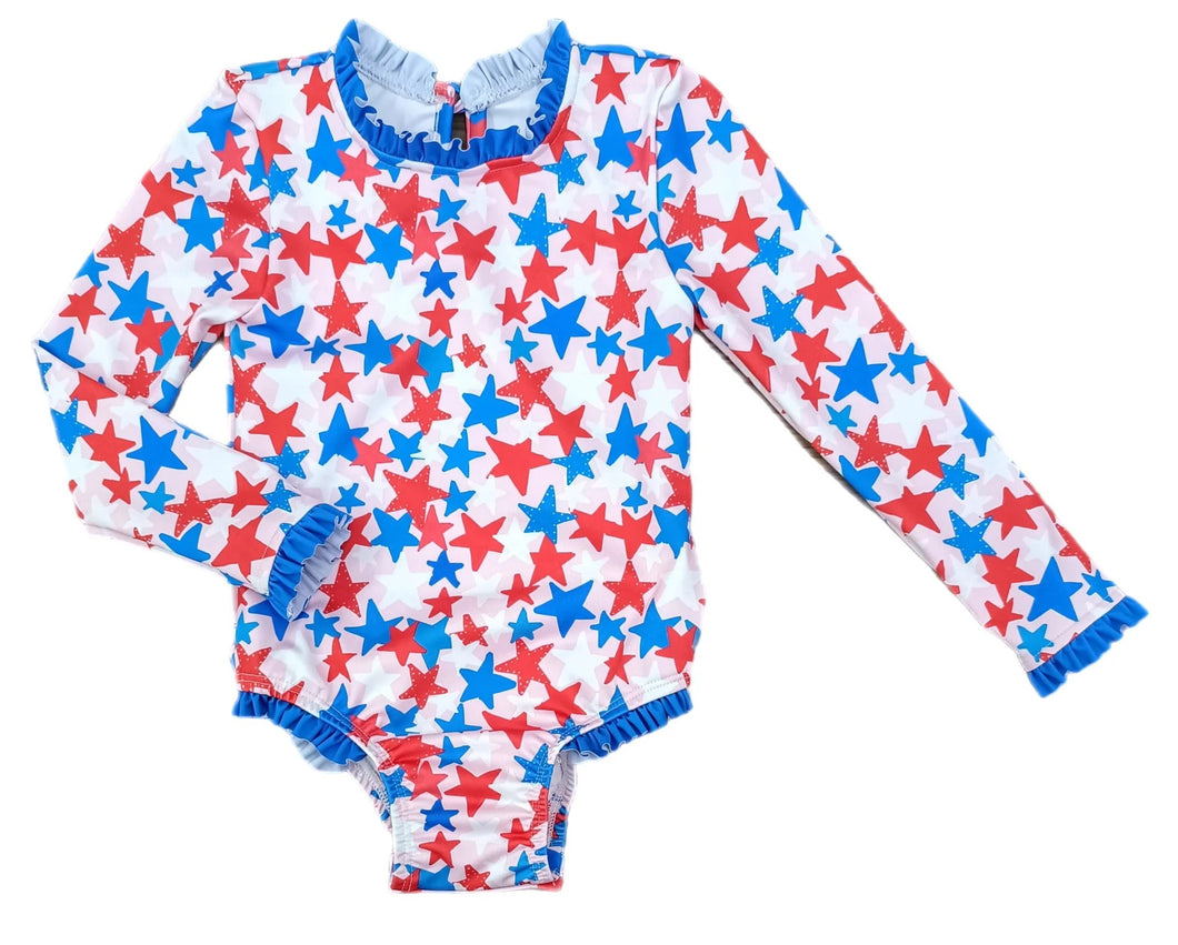 Leighton One Piece Rash Guard Swim Patriotic