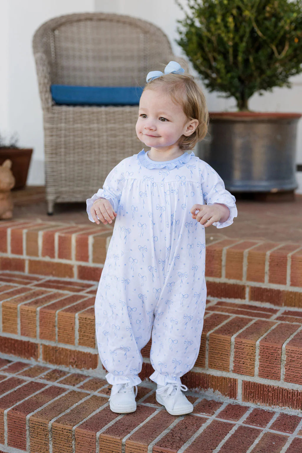 Lila Long Bubble- Blue Bows