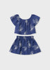 Girls Linen Skirt & Shirt Set- Navy