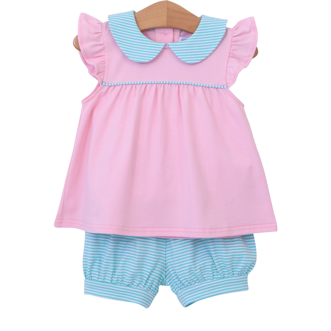 Genevieve Bloomer Set- Mint Stripe & Light Pink