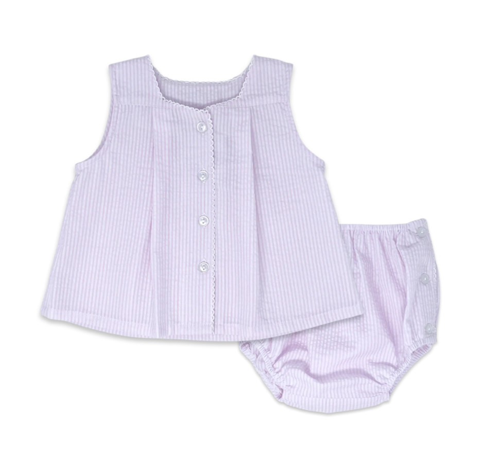 Jill Diaper Set - Pink Summer Seersucker