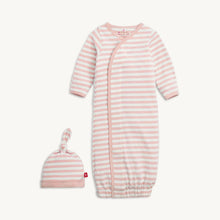 Load image into Gallery viewer, Stripe Organic Cotton Gown &amp; Hat Set
