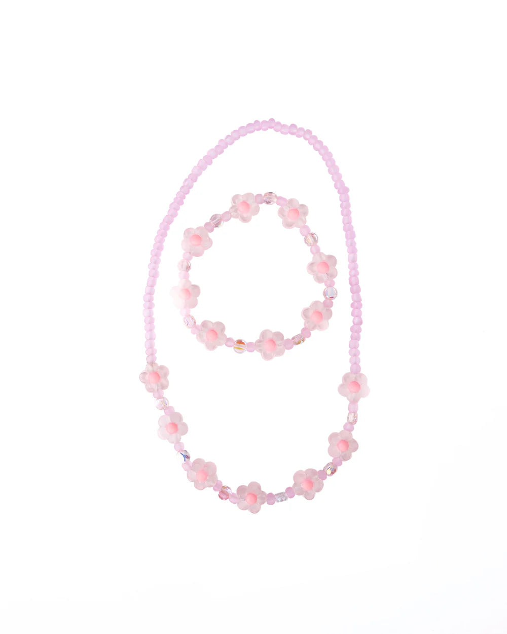 Pink Crystal Bloom Necklace Set