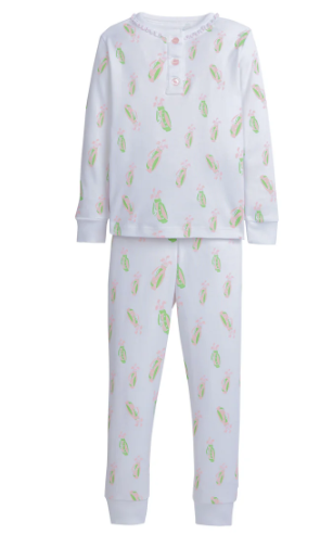 Ruffled Printed Jammies - Pink Golf