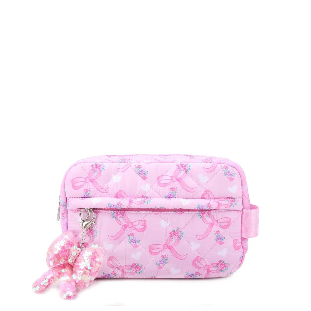 Bow Cosmetic Pouch with Charm