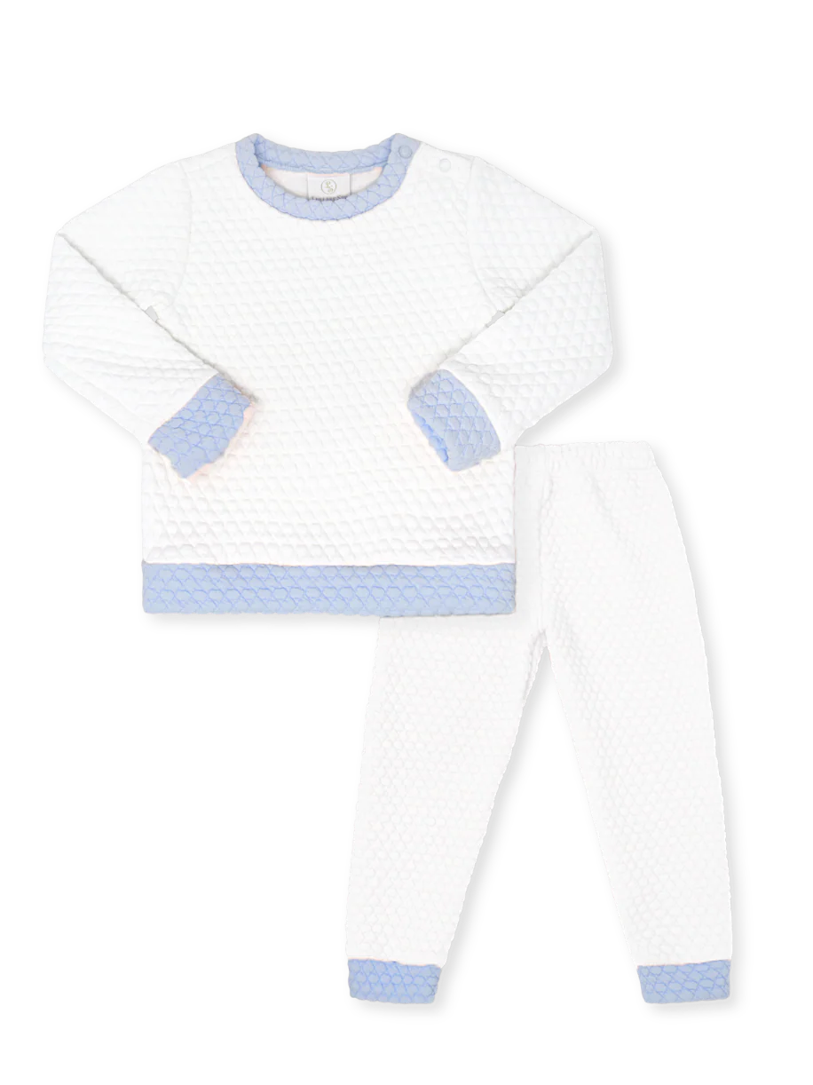 Quilted Sweatsuit- White/Blue