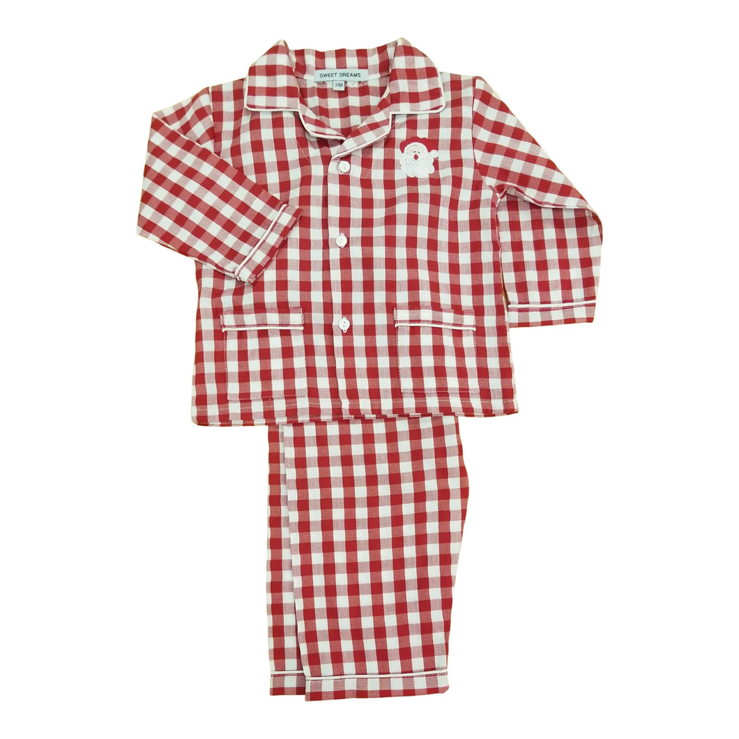 Red Gingham Santa Pjs