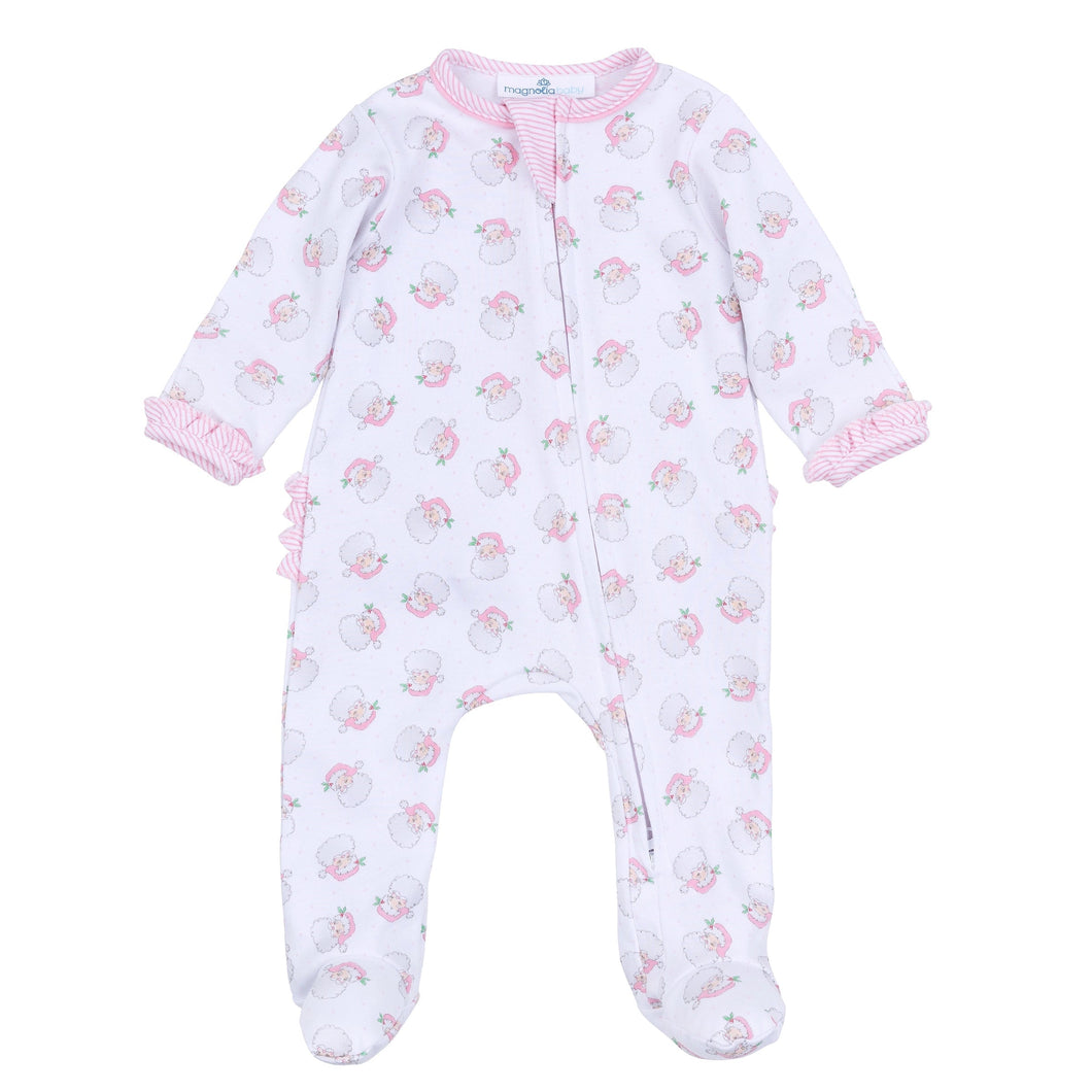 Santa Baby Ruffle Zip Footie