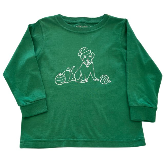 Long Sleeve - Green Santa Pup