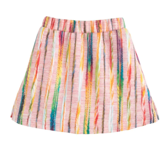 Mini Skirt - Pink Multi Stripe Wool