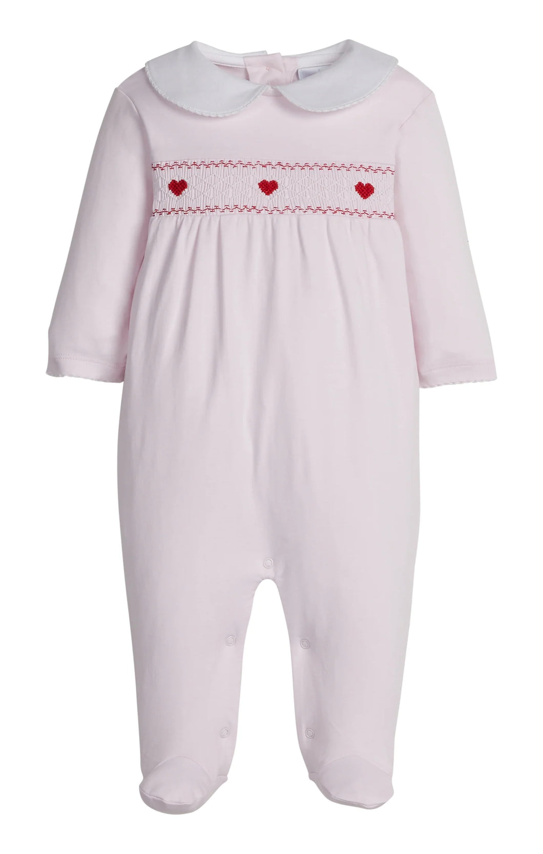 Smocked Footie- Pink Hearts