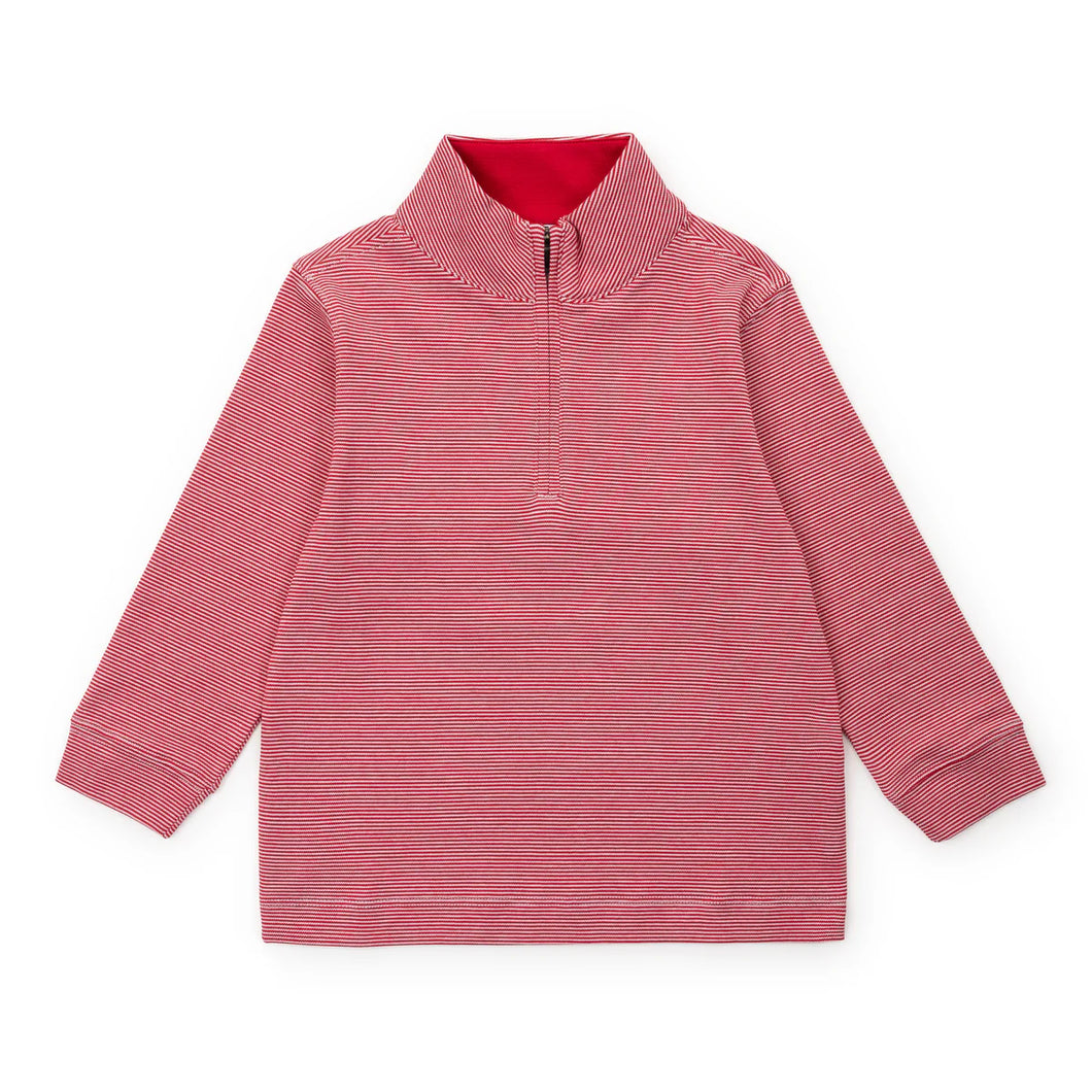 Spencer Quarter Zip Pullover- Red Stripe
