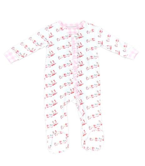 Girls One Piece Zip Up Jammies, Christmas Train