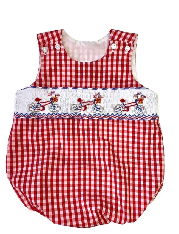 Smocked Boy Patriotic Bicycle Bubble