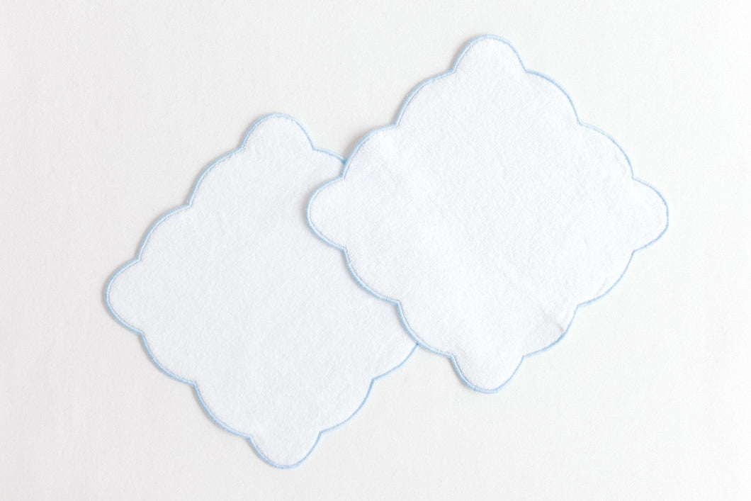 Wash Cloth Set- Blue Scalloped