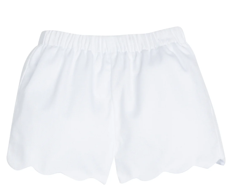 Scallop Shorts - White Twill