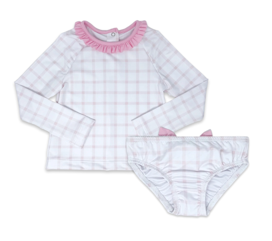 Sun and Sand Rash Guard Set - Wilmington Pink Windowpane