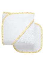 Load image into Gallery viewer, Big Check Trim Hooded Towel &amp; Washcloth Set
