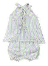 Load image into Gallery viewer, Tally Tie Pastel Stripe Bloomer/Banded Short Set
