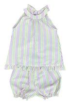 Load image into Gallery viewer, Tally Tie Pastel Stripe Bloomer/Banded Short Set
